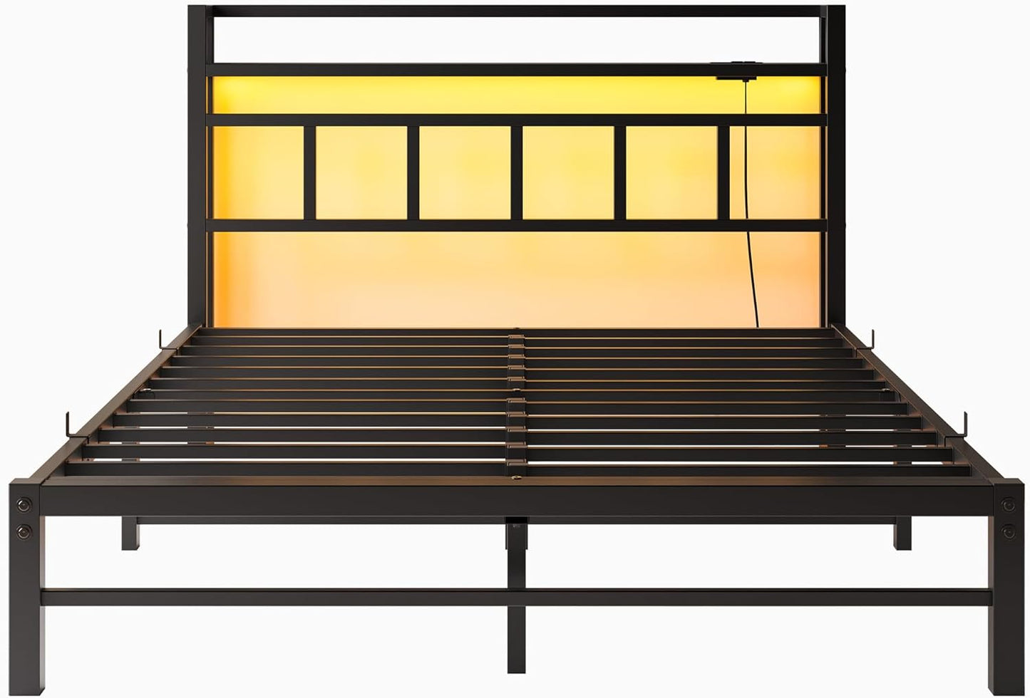 Maliacife Queen Size Bed Frame with Charging Station and LED Lights