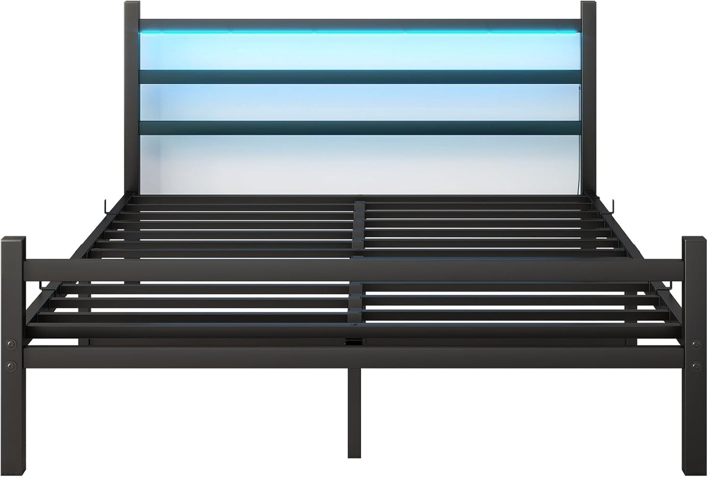 Maliacife Queen Bed Frame with LED Lighting &amp; USB Charging Station