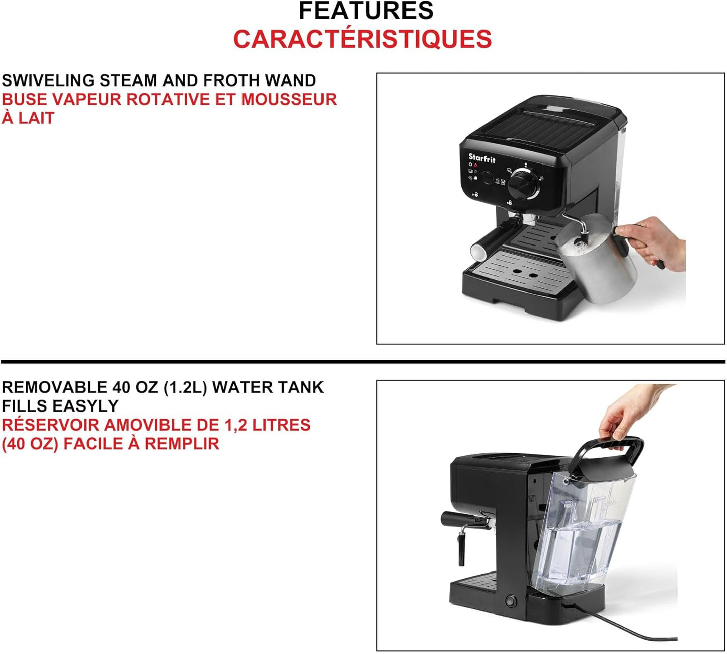 Starfrit Espresso & Cappuccino Coffee Machine – 1.2L