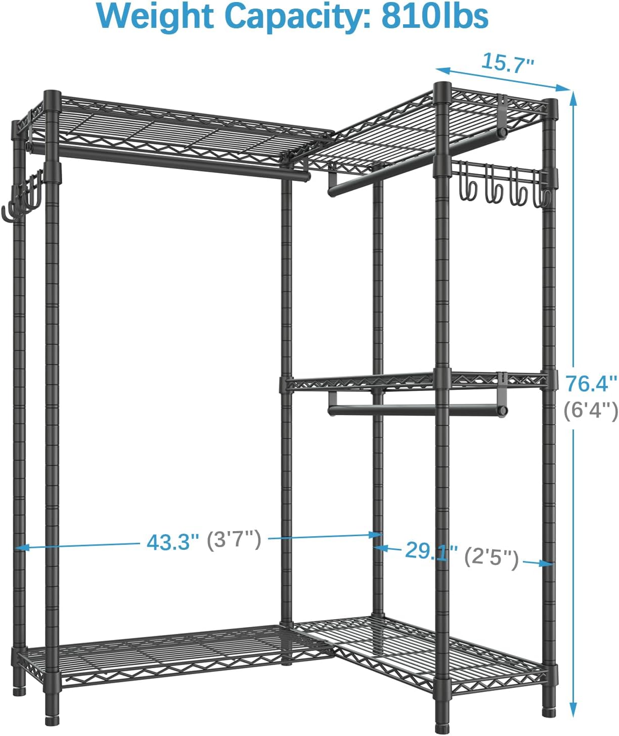 VIPEK L4 L-Shaped Garment Rack Heavy Duty Corner Closet