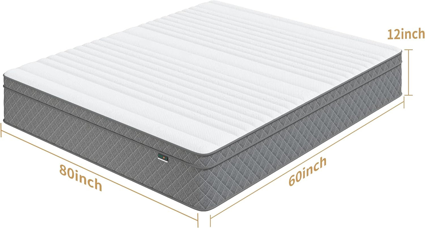 12’’ Queen Hybrid Mattress with Cooling Gel and Medium Firm support
