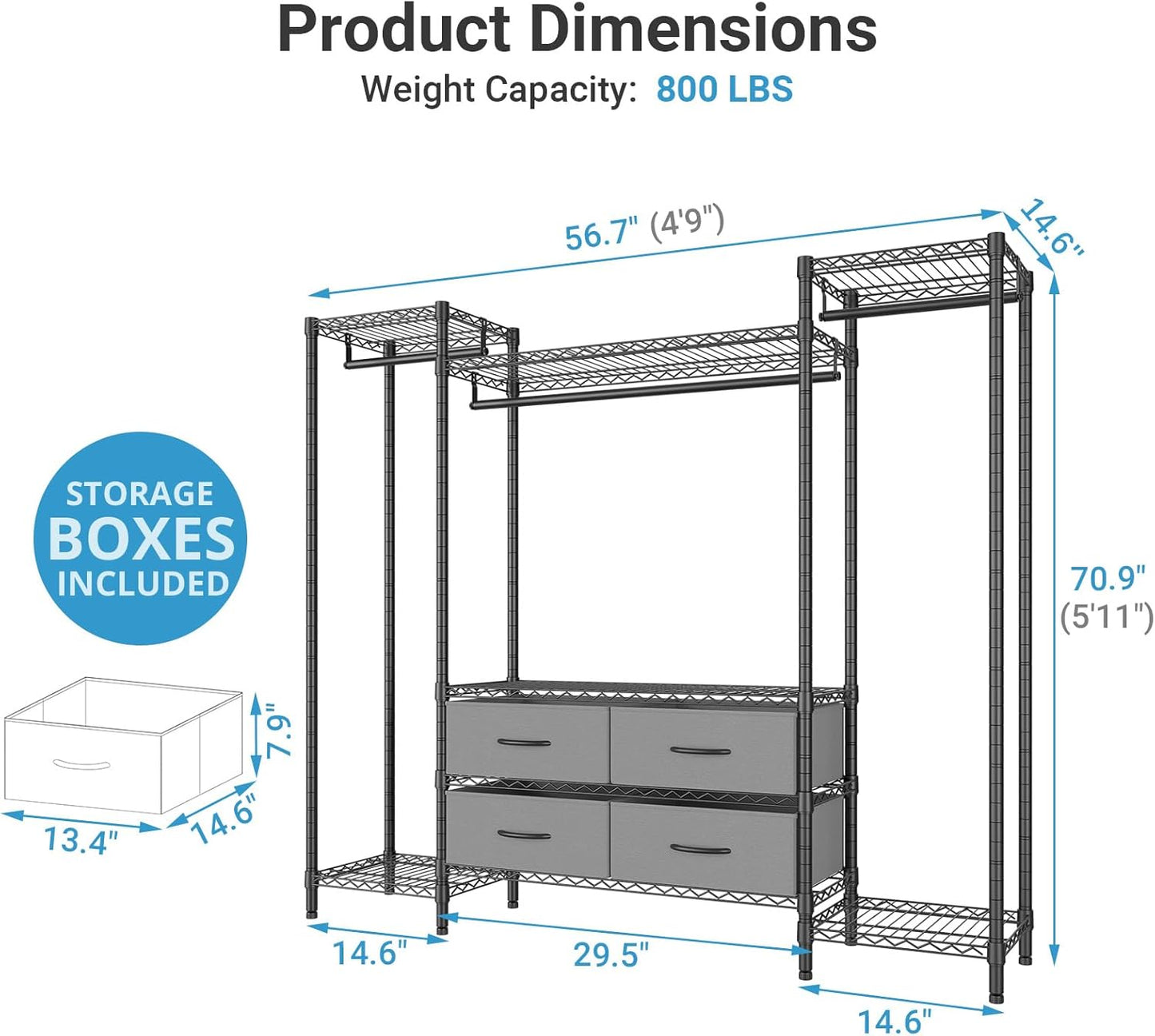 VIPEK V20 Heavy Duty Wire Garment Rack