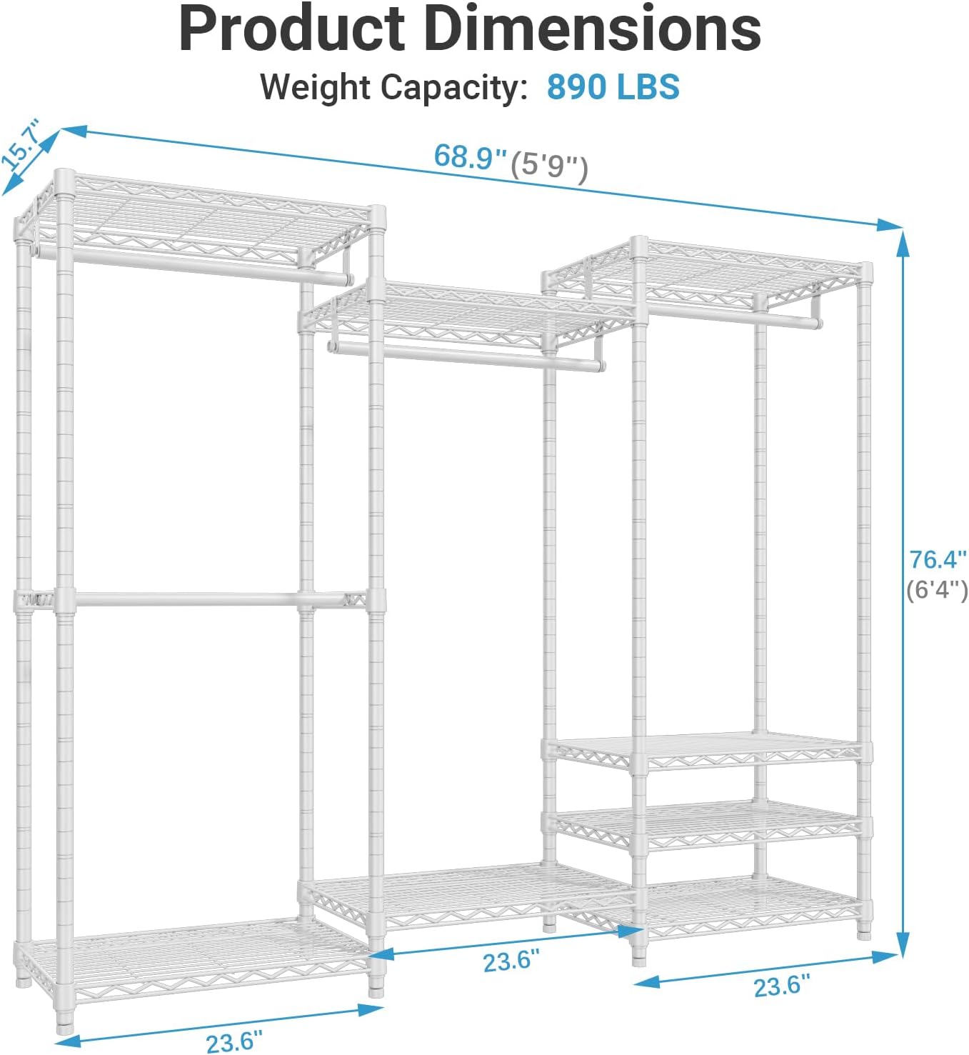 VIPEK V5 Heavy Duty Portable Closet Wardrobe Rack