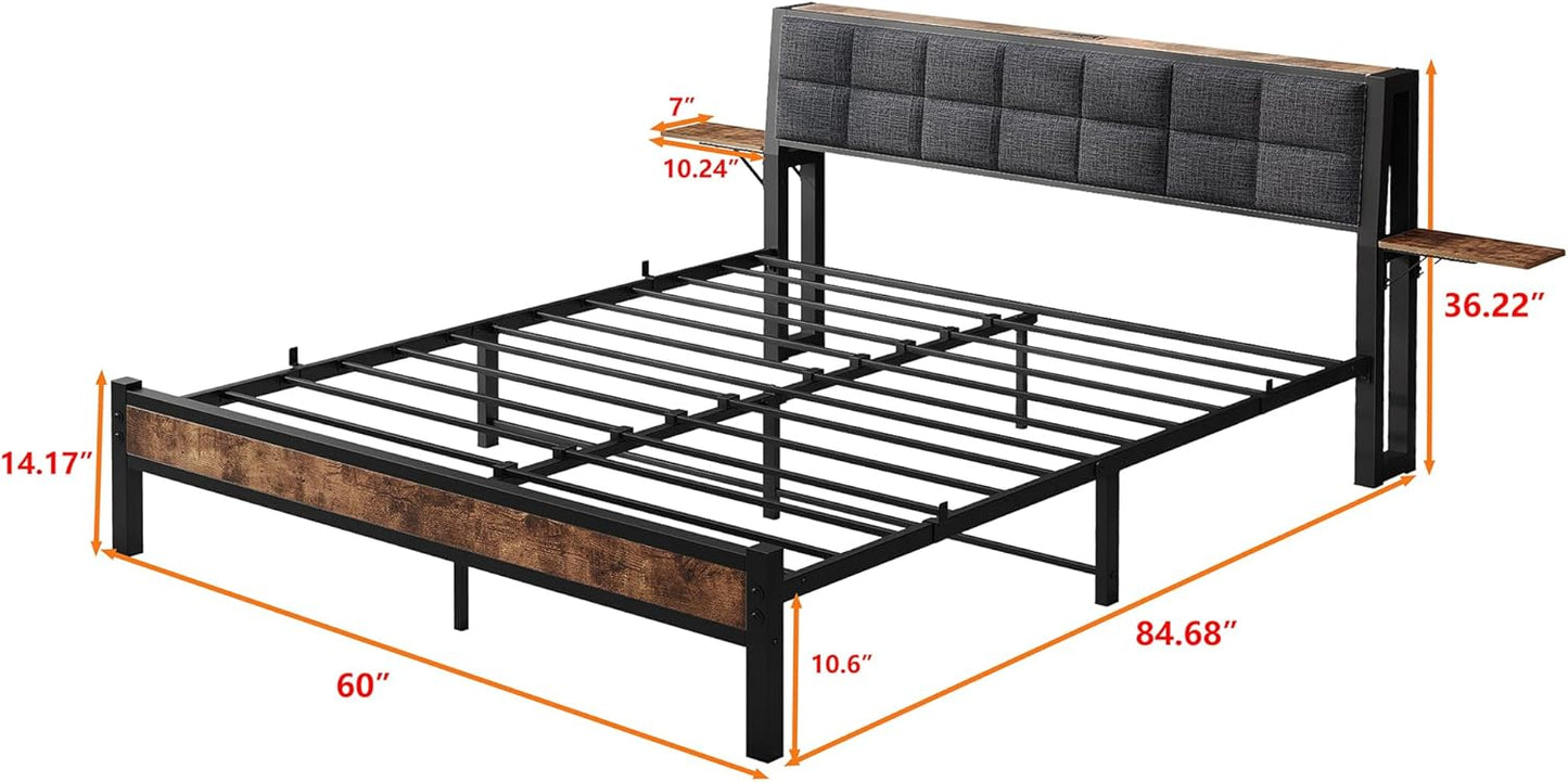 JUISSANO Queen Upholstered Bed Frame