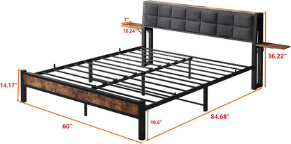 JUISSANO Queen Upholstered Bed Frame