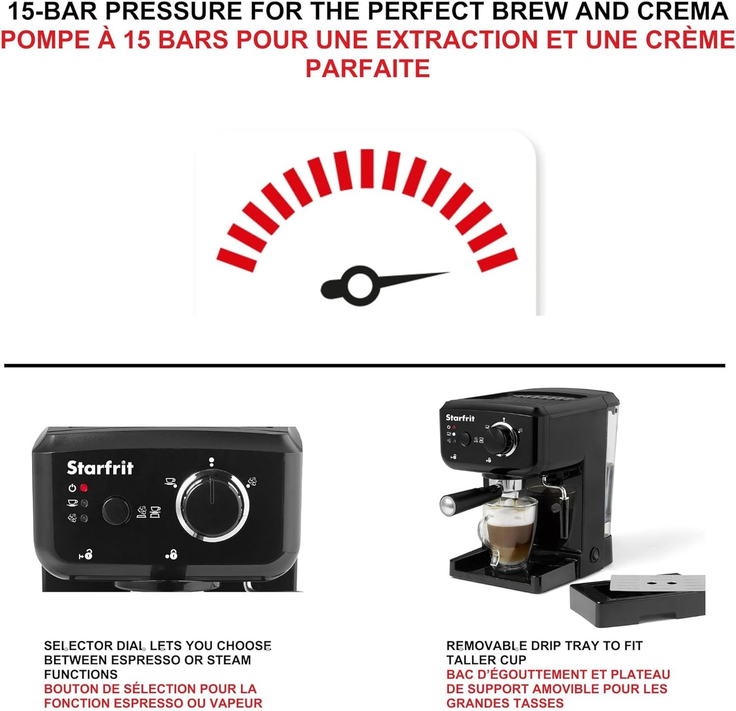 Starfrit Espresso & Cappuccino Coffee Machine – 1.2L