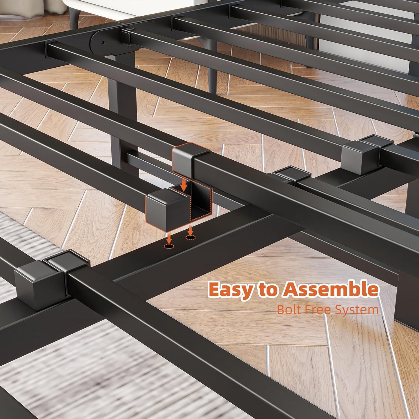 Maliacife Queen Bed Frame with LED Lighting &amp; USB Charging Station