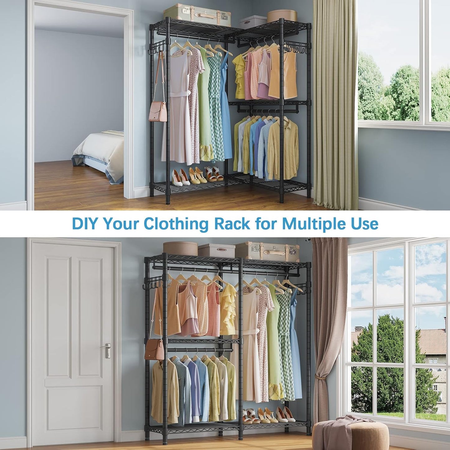 VIPEK L4 L-Shaped Garment Rack Heavy Duty Corner Closet