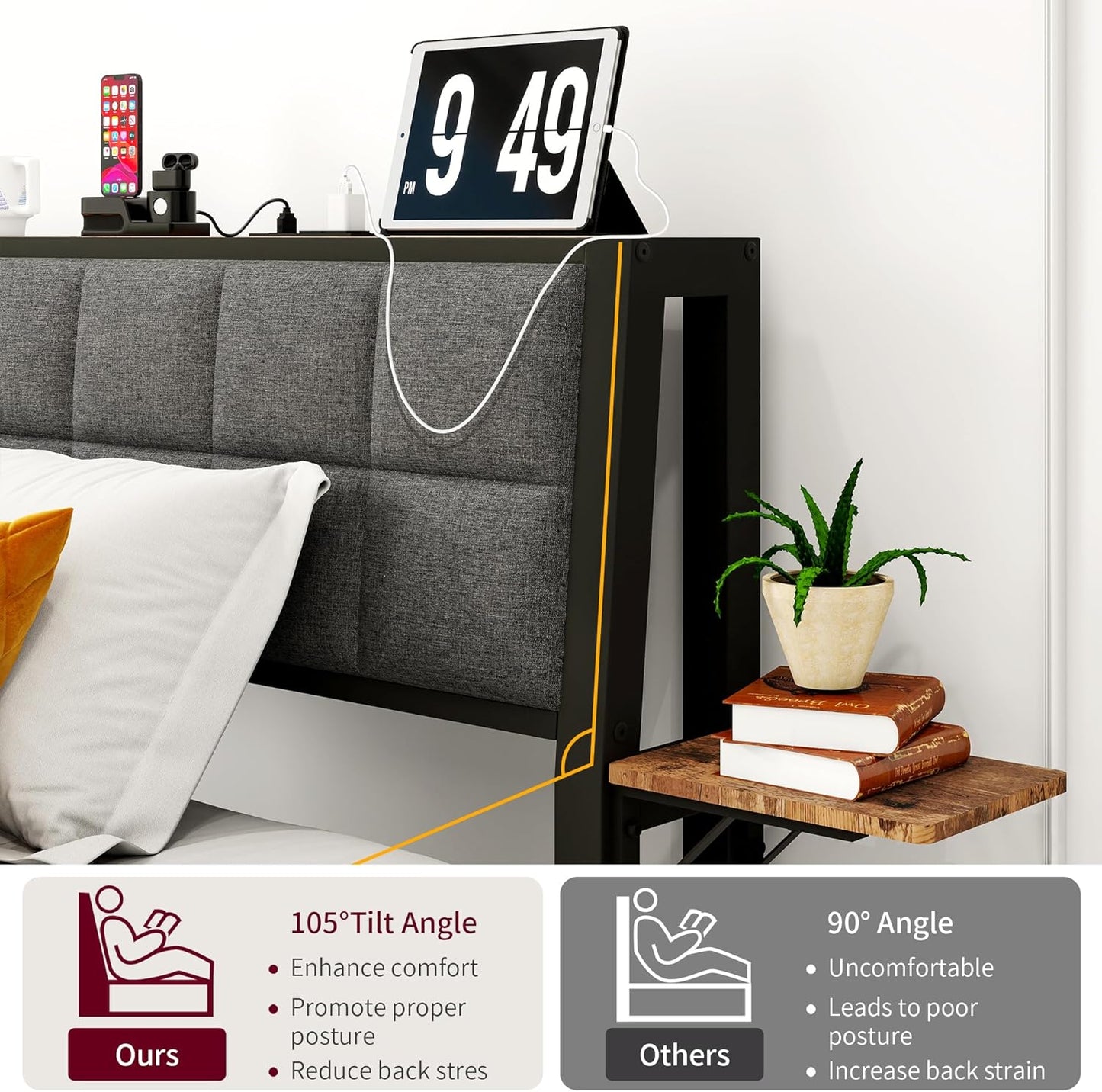 JUISSANO Queen Upholstered Bed Frame
