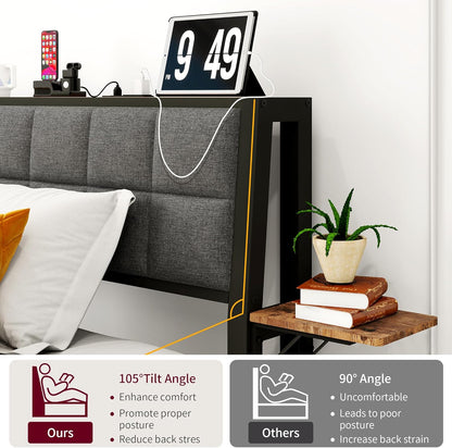 JUISSANO Queen Upholstered Bed Frame