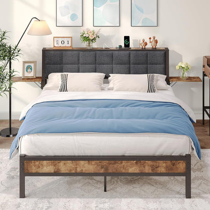 JUISSANO Queen Upholstered Bed Frame