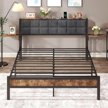 JUISSANO Queen Upholstered Bed Frame