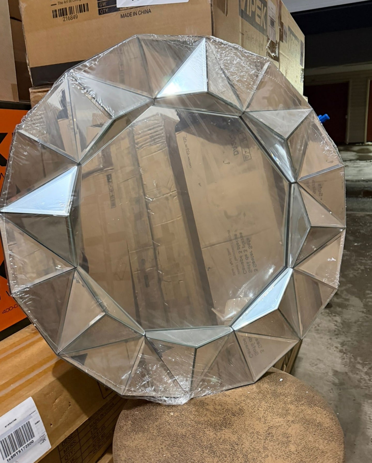 Modern Geometric Beveled Glass Wall Mirror 25.2" x 25.2"