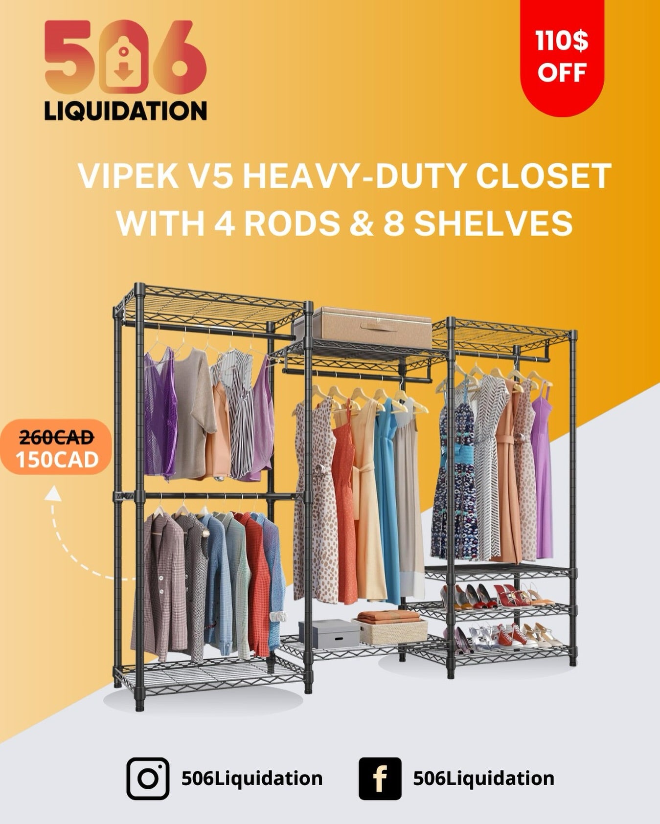 VIPEK V5 Portable Closet Wardrobe Heavy Duty Clothes Rack