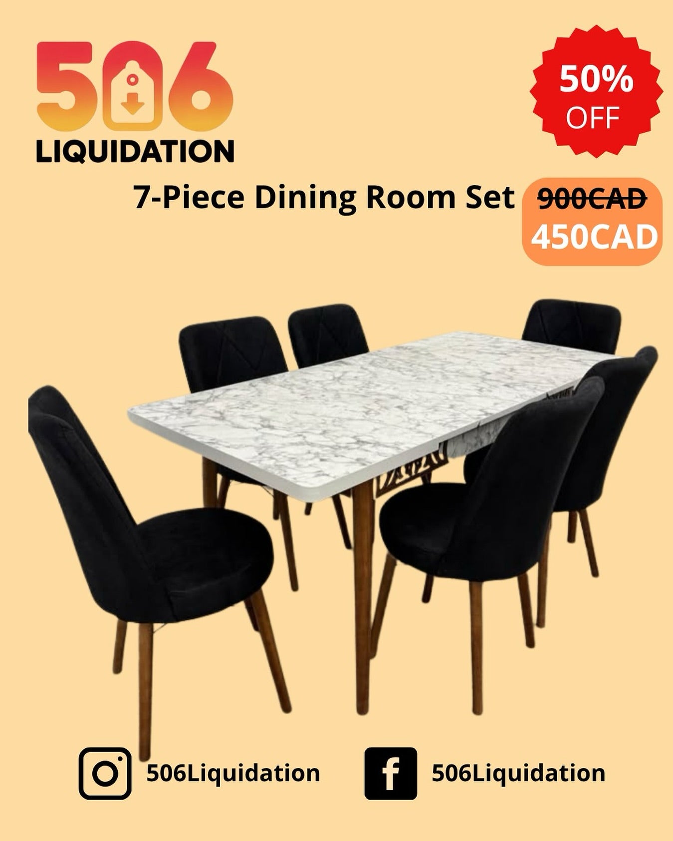 7-Piece Dining Room Set - Black