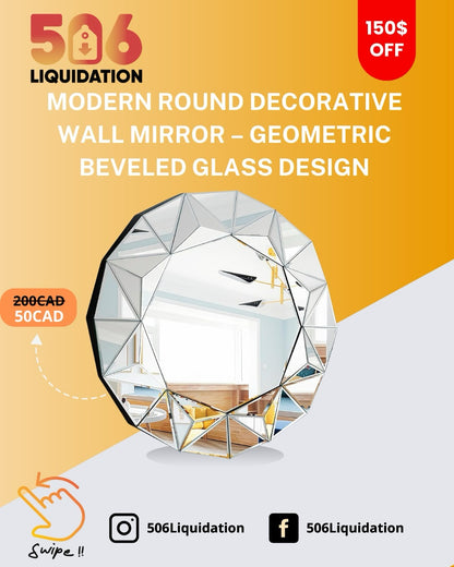 Modern Geometric Beveled Glass Wall Mirror 25.2" x 25.2"