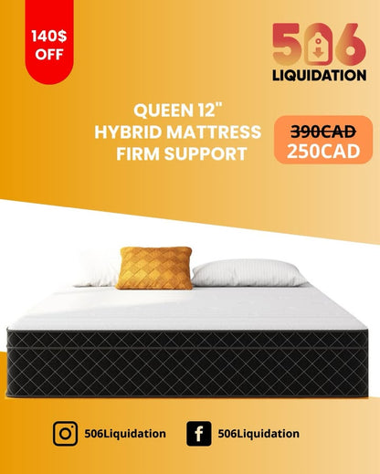 Swbvs Queen Hybrid Mattress – 12″ Memory Foam & Pocket Spring