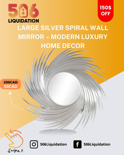 Modern Silver Swirl Wall Mirror 36.8" x 36.8"