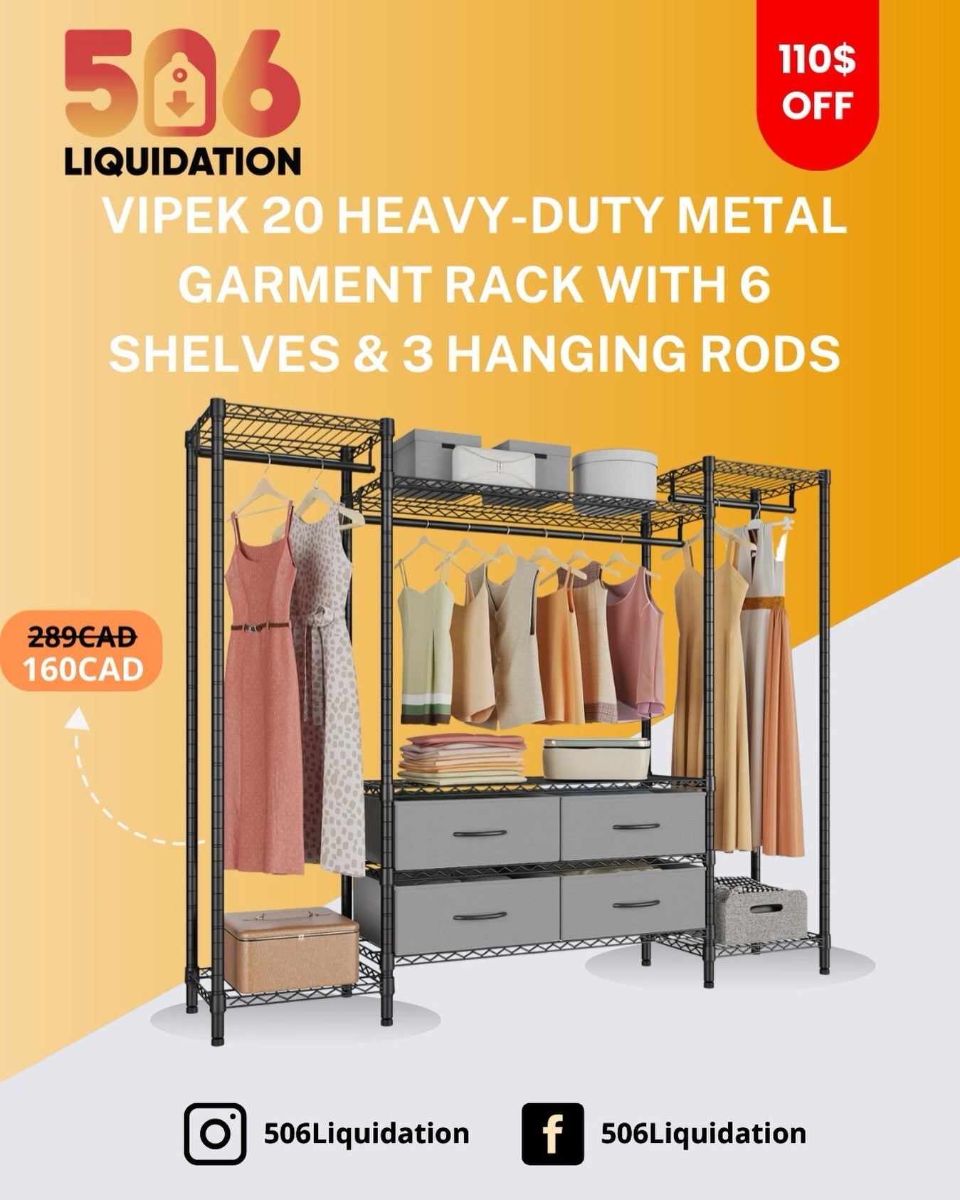VIPEK V20 Heavy Duty Wire Garment Rack
