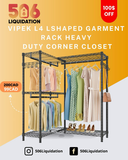 VIPEK L4 L-Shaped Garment Rack Heavy Duty Corner Closet