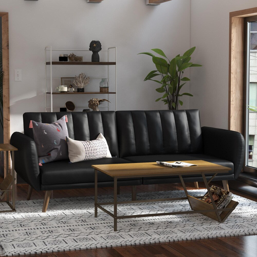 Dorel Novogratz Brittany Futon Sofa Bed – Black Faux Leather
