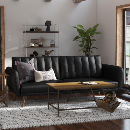 Dorel Novogratz Brittany Futon Sofa Bed – Black Faux Leather