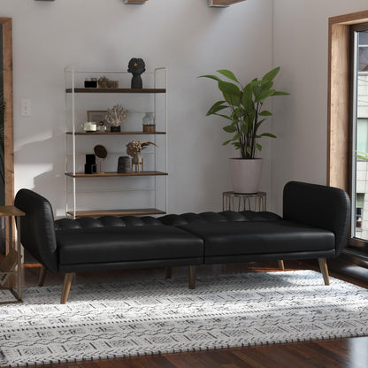 Dorel Novogratz Brittany Futon Sofa Bed – Black Faux Leather